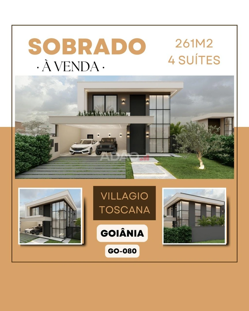 SOBRADO VILLAGE TOSCANA Casa de Rua com 4 Quarto(s) e 6 banheiro(s) à Venda, 261.00 por R$ 2450000.00 no setor Residencial Villagio Toscana MS32688