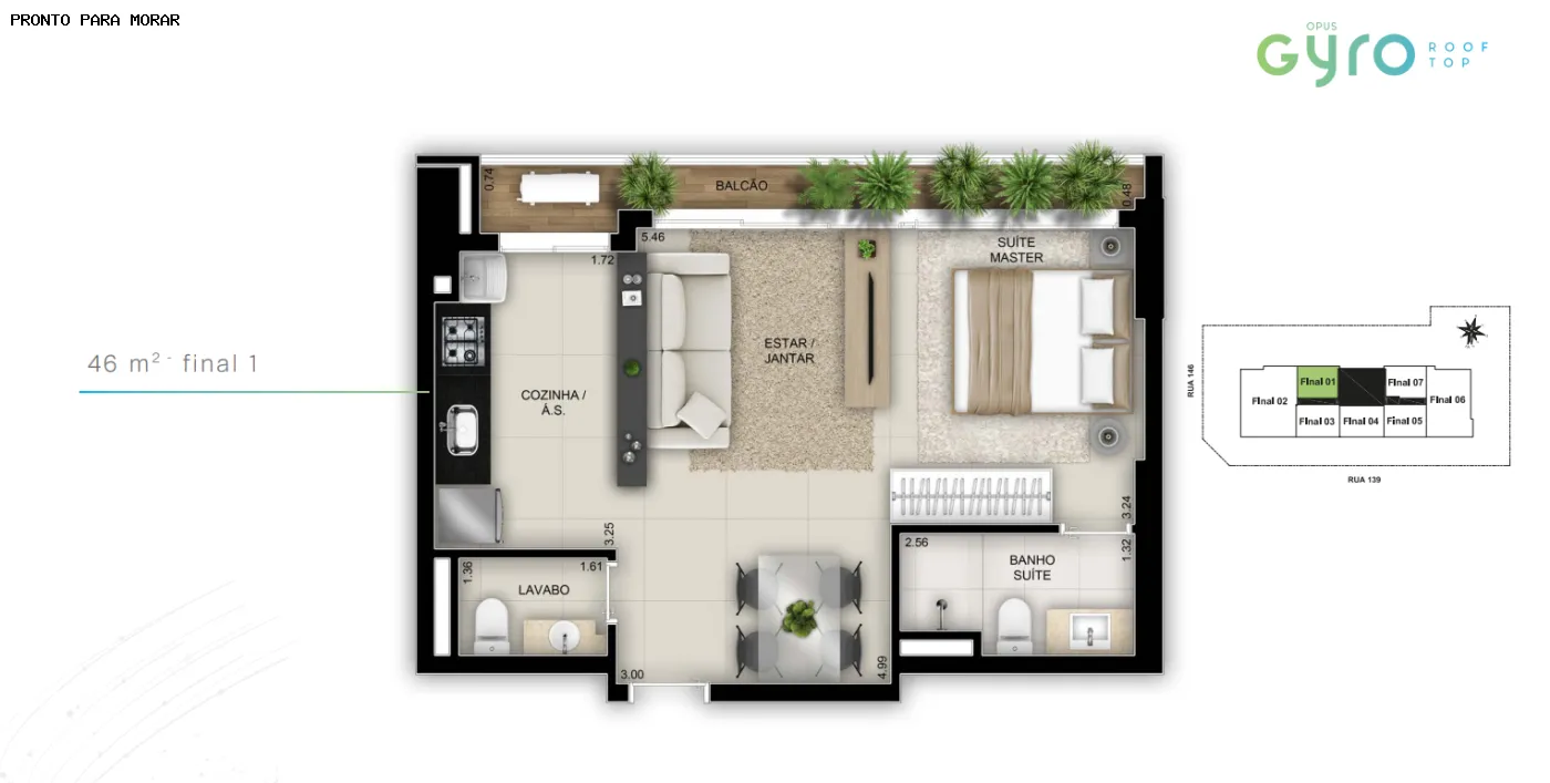 FLAT 1 SUITE NO SETOR MARISTA - GYRO ROOFTOP