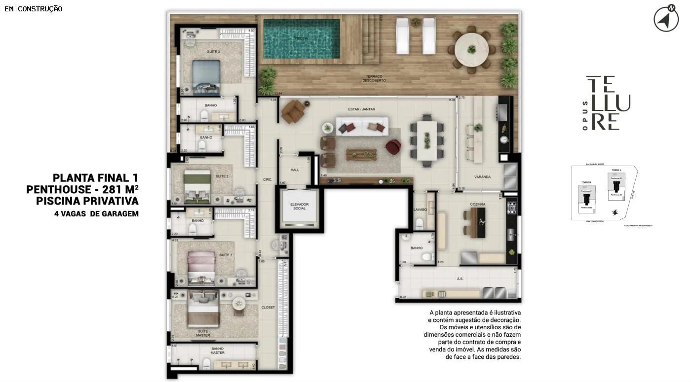 COBERTURA PENTHOUSE SETOR SERRINHA - 4 SUITES PLENAS - OPUS TELLURE