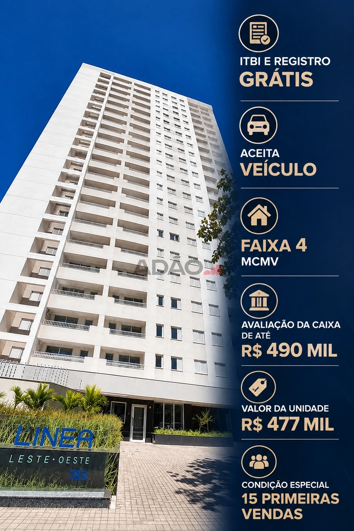 Apartamento de 3 quartos sendo 1 suíte em Goiânia - Linea Apartamento com 3 Quarto(s) e 2 banheiro(s) à Venda, 76.00 por R$ 477000.00 no setor Setor Marechal Rondon AX43103